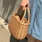 Rattan Basket Tote Bag Beige - One Size