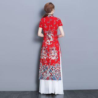 Short-sleeve Qipao A-line Maxi Dress