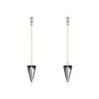 925 Sterling Silver Elegant Sparkling Long Earrings With Black Austrian Element Crystal Golden - One Size