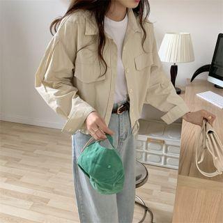 Cropped Shirt Jacket Almond - One Size