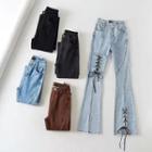 Lace-up Bootcut Mid Rise Jeans
