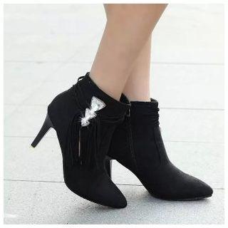 Fringed High Heel Ankle Boots