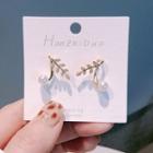 Leaf Ear Stud 1 Pair - White Faux Pearl - Gold - One Size