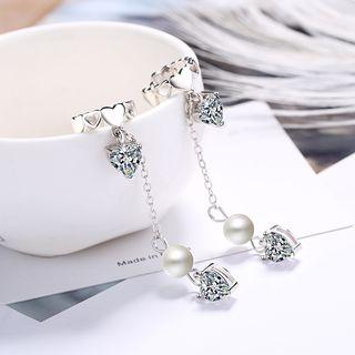 Rhinestone Drop Earring 1 Pair - White Gold - One Size