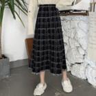 Plaid Knit A-line Skirt As Shown In Figure - One Size