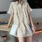 Short-sleeve Mini Shift Dress As Shown In Figure - One Size