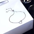 Alloy Rhinestone Heart Bracelet Silver - One Size