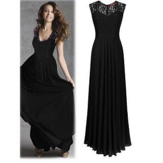 Sleeveless Chiffon Lace Sheath Evening Gown
