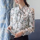 Long-sleeved Floral Print Blouse