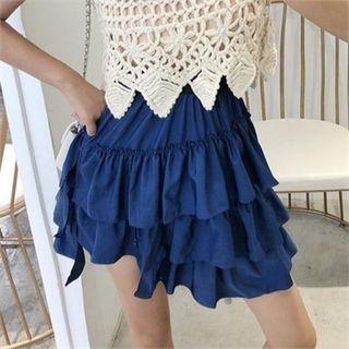 Asymmetric-hem Layered Mini Skirt