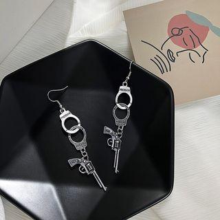 Alloy Pistol & Handcuffs Dangle Earring 1 Pair - Silver - One Size