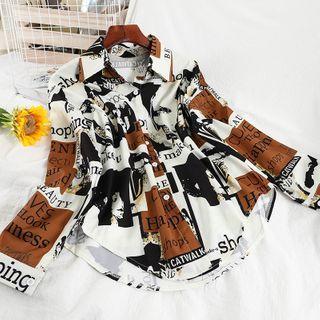Print Shirt Black & Coffee Printed - White - One Size