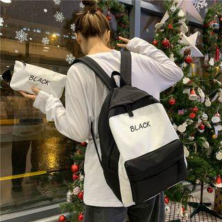 Nylon  Color Block Embroidered Backpack