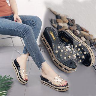 Embellished Slide Platform Sandals
