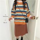 Stripe Sweater / Lace Inner / A-line Skirt