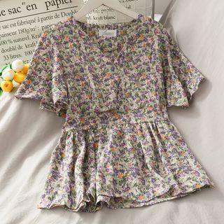 Ribbon-back Floral Mini Dress