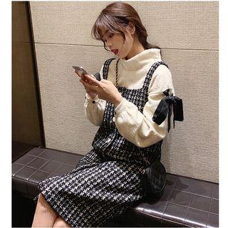Turtleneck Pullover / Plaid Jumper Dress