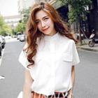 Stand-collar Short-sleeve Blouse