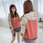 Lettering Applique Raglan Sleeve Hooded Sweatshirt