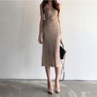 Set: Pointelle Knit Camisole + Midi Straight-fit Skirt