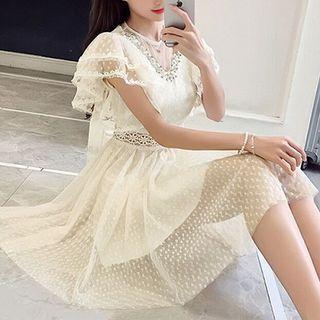 Cut Out Lace Short-sleeve Dress