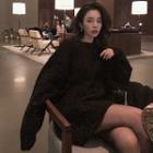 Melange Boxy Sweater/ Knit Scarf