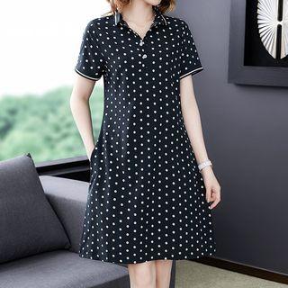 Dotted Short-sleeve Polo Dress