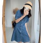 Puff-sleeve Denim Shirt Dress