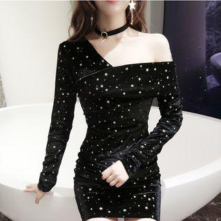 One Shoulder Long-sleeve Bodycon Dress