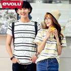 Couple Short-sleeve Striped T-shirt
