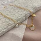 Alloy Heart Pendant Necklace White & Gold - One Size