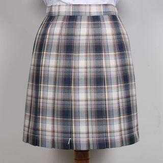 Plaid Pleated Mini A-line Skirt / Suspender Strap / Bow Tie / Tie