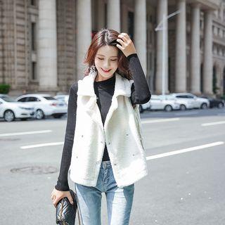 Faux Shearling Double-breasted Vest