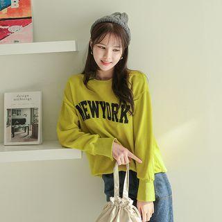 New York Printed Fleece-lined Sweatshirt