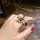 Faux Pearl Ring Gold - One Size
