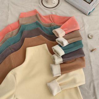 Fleece-lined Mock Neck Long Sleeve Top