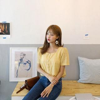 Puff-shoulder Two-way Blouse