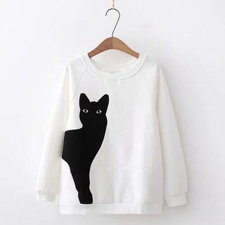 Long Sleeve Cat Print Top