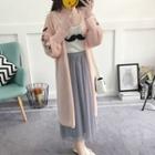 Flower Embroidered Long Light Cardigan
