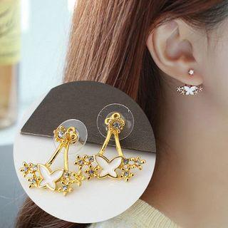 Rhinestone White Butterfly Studs