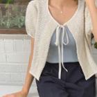 Tie-front Textured Cardigan
