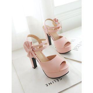 Bow High Heel Platform Sandals