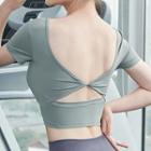 Short-sleeve Twist-back Cropped Sports T-shirt