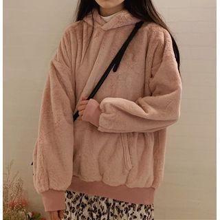Long-sleeve Fleece Plain Hoodie