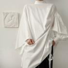 Long-sleeve Drawstring Shirt White - One Size
