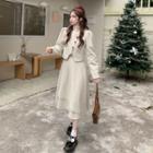 Asymmetrical Button-up Jacket / Midi A-line Skirt