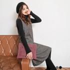 Tweed V-neck A-line Sleeveless Dress