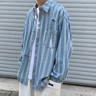 Pocket-detail Pinstripe Long-sleeve Shirt