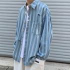 Pocket-detail Pinstripe Long-sleeve Shirt