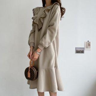 Lace-trim Ruffled Napped Dress